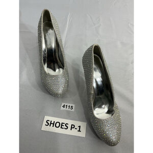 Womans Occasions By Casandra Pumps 8 Silver Rhinestone Platform Stiletto Slipon